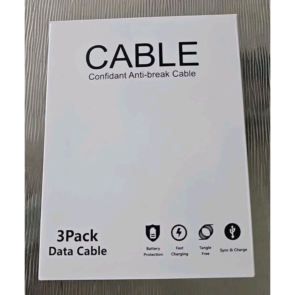 Black 6FT 2M USB Fast Data Charging Cable for iPhone
